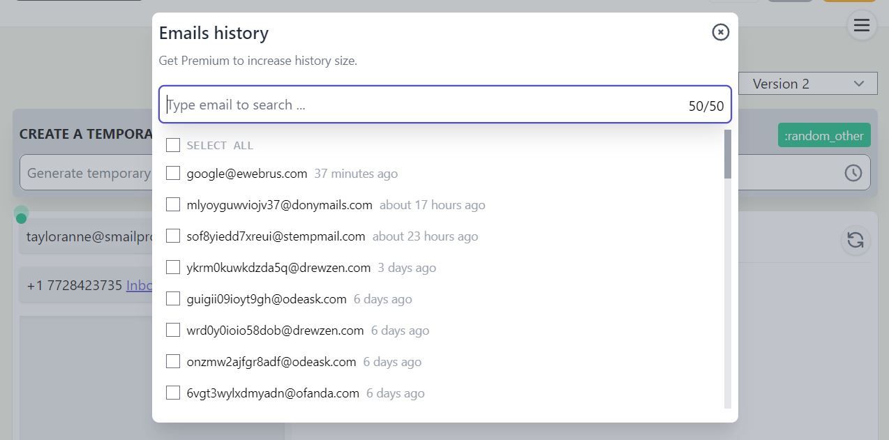 history temporary email