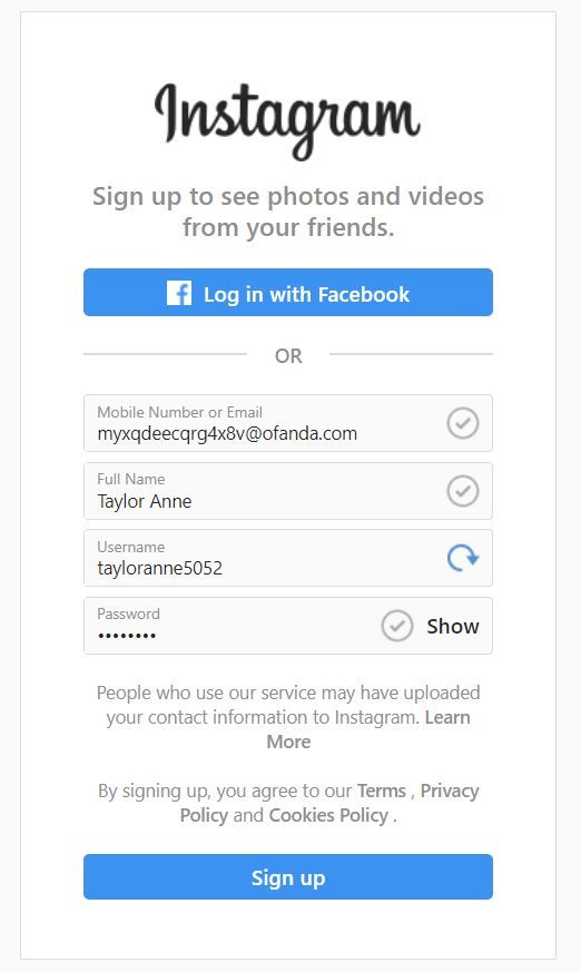 Temporary email for facebook, instagram and other social networks