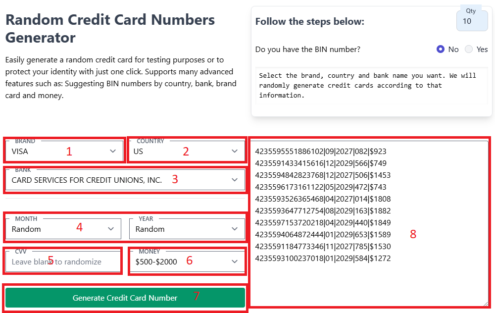 Credit Card Numbers